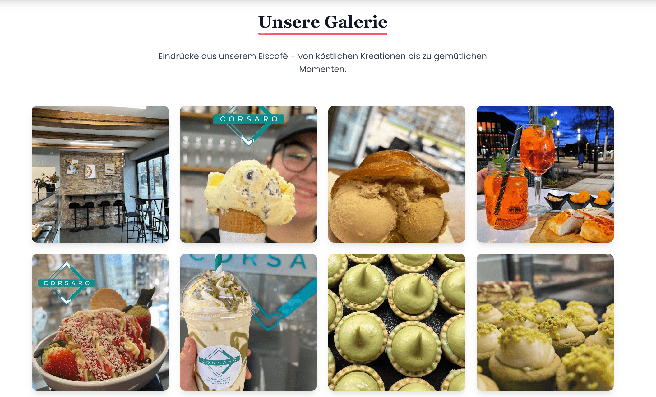 Eiscafé Corsaro Reutlingen – Website-Ansicht 1
