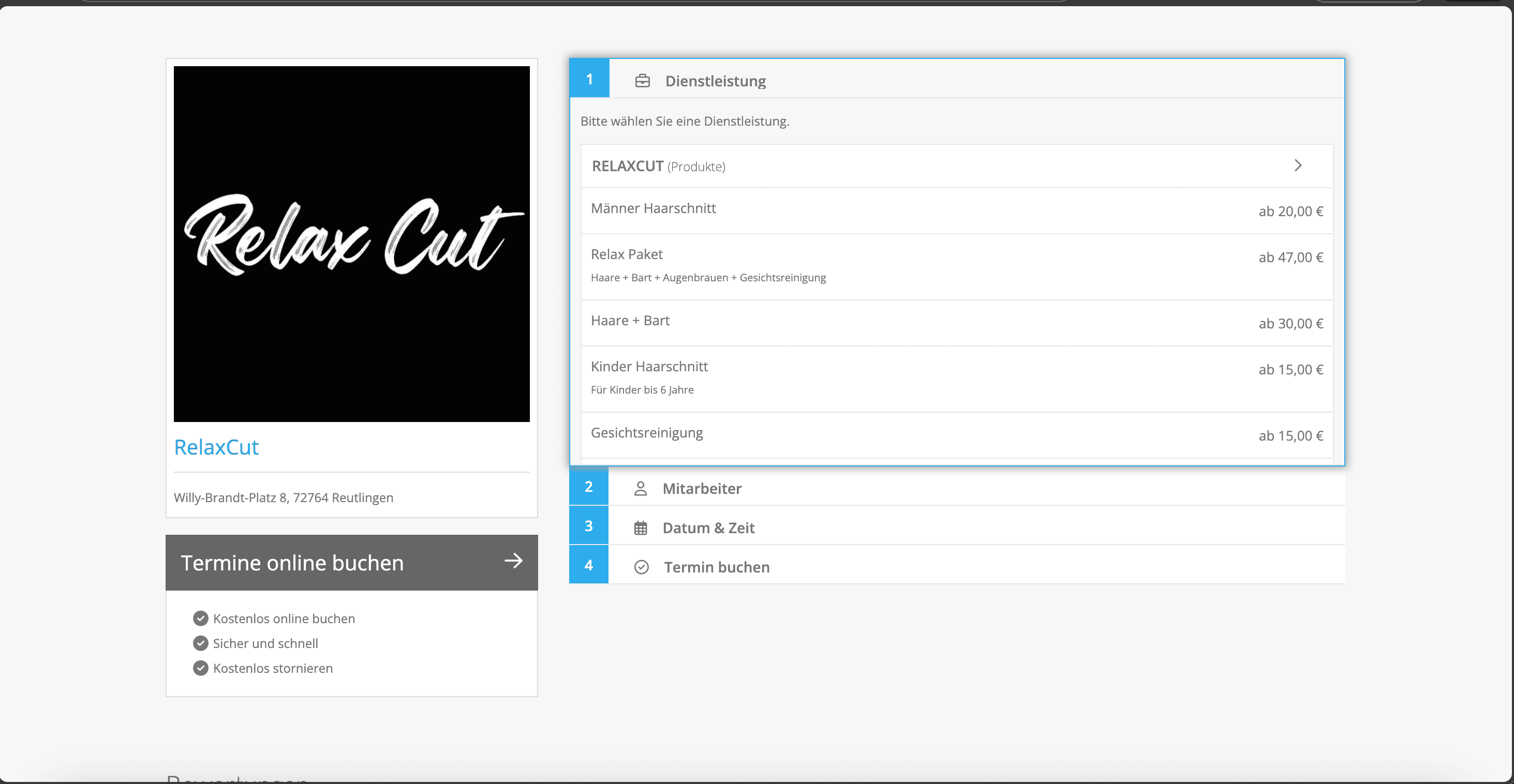 RelaxCut Friseursalon – Website-Ansicht 2