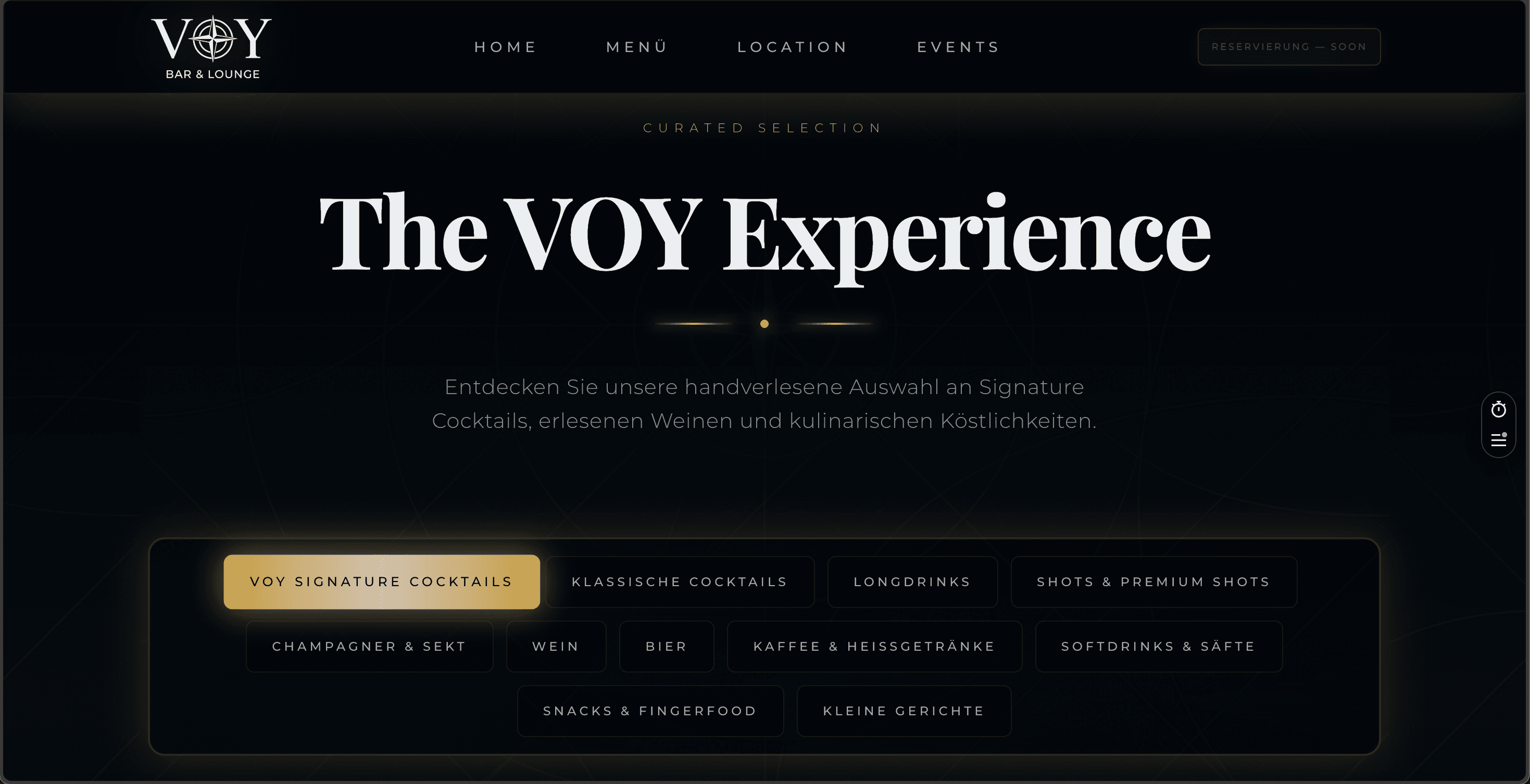 VOY Bar & Lounge – Website-Ansicht 1
